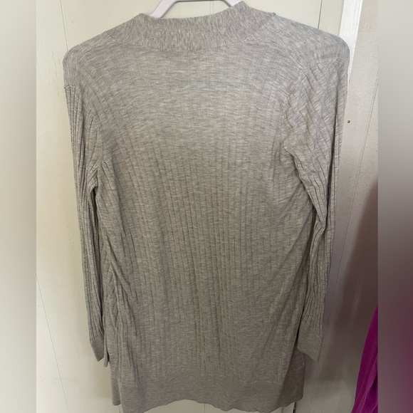 LOFT GREY RIBBED POCKET DUSTER CARDIGAN - Picture 4 of 4